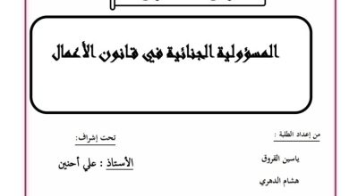 المسؤولية الجنائية في قانون الأعمال